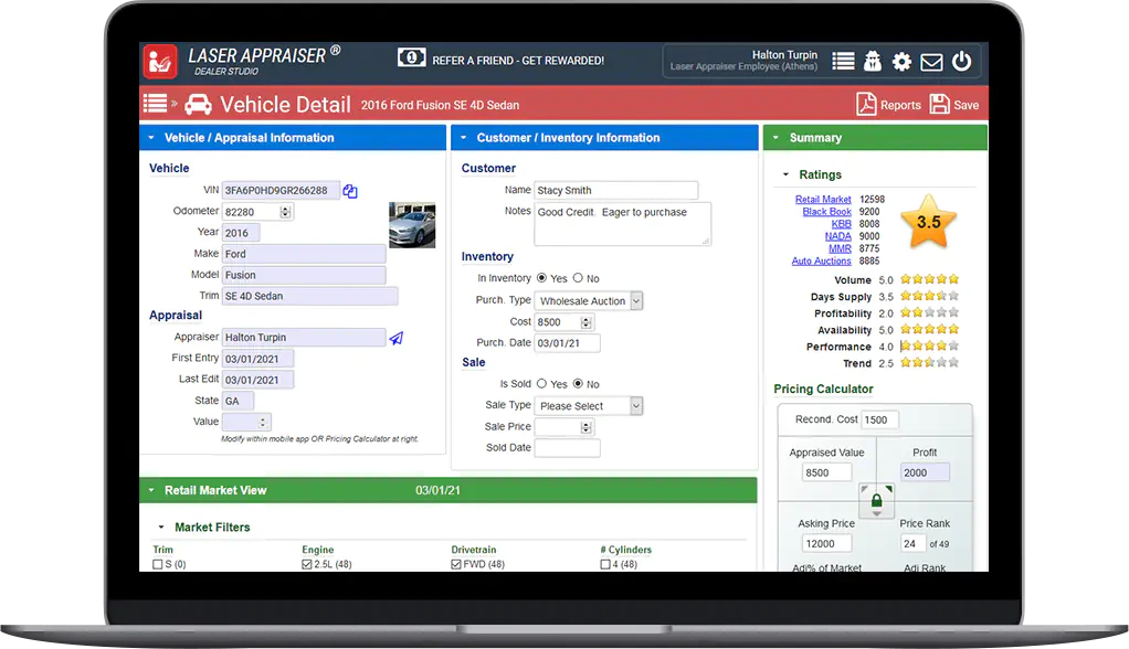 screenshot of Laser Appraiser